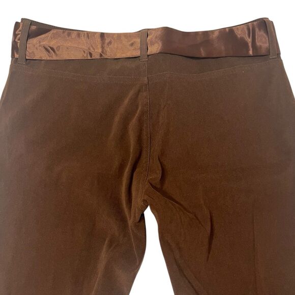 l.e.i. Brown Flare Pants Satin Belt Size 9 Y2K Vintage Fall Layering Retro - Picture 9 of 11
